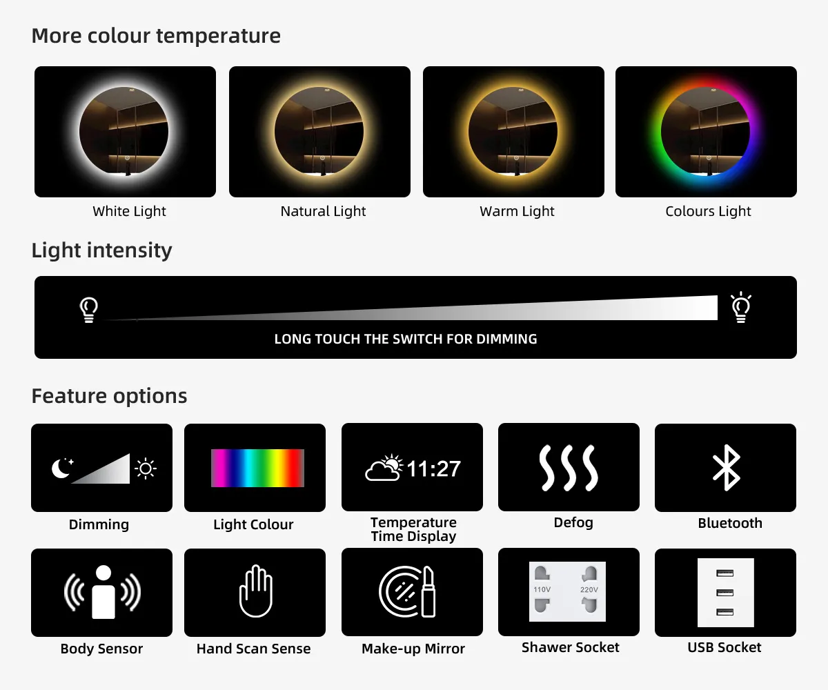 Customized LED Light Multi-function Mirror